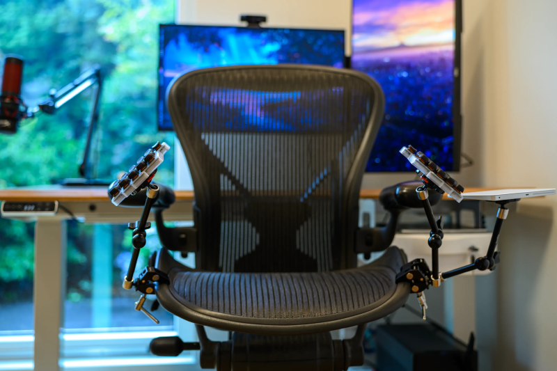 peak ergo, chair mounted keyboard